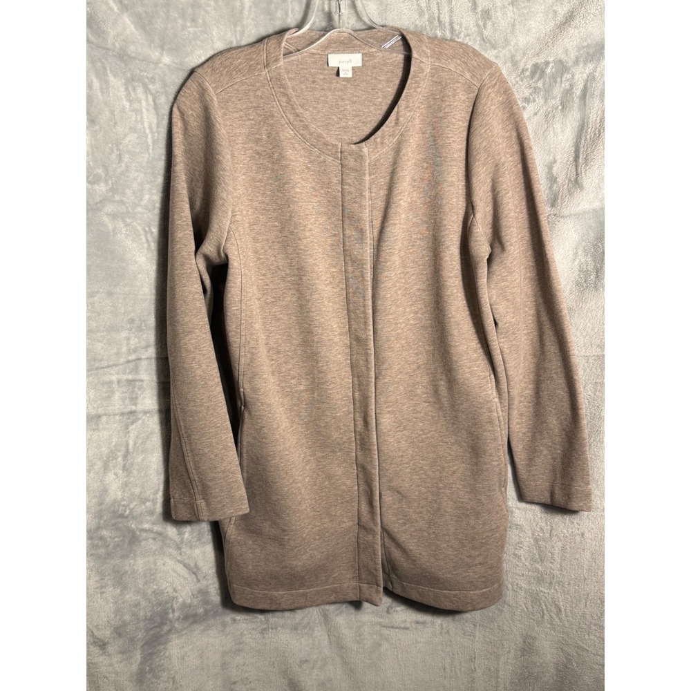 Pure Jill Cocoa‎ snap front jacket cardigan  Taupe Open Front Size S Petite